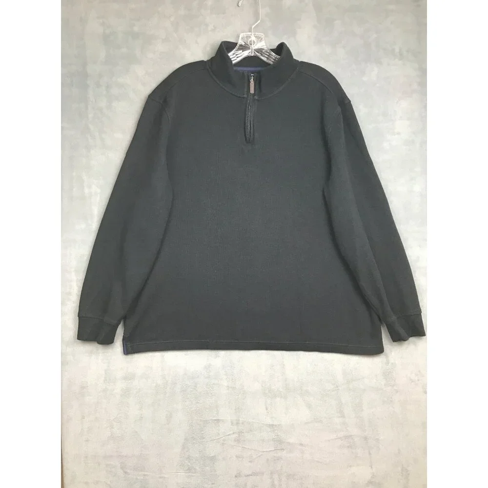 Club Room 1/4 Zip Pullover Sweater Mens XL Black